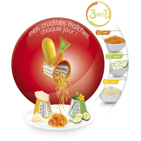 Moulinex Fresh Express 3 en 1 Découpe légumes électrique, Râpe, Emince, Gratte, Mandoline